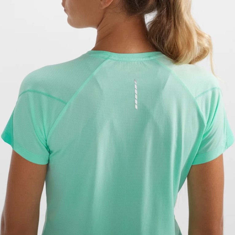 Turquoise Salomon Cross Run Short Sleeve Women's T-Shirts | PH 05792W